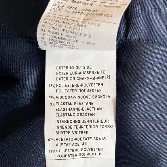 Stile Benetton Women's 3-Button Structured Blazer IT 42 US 6 Navy Blue Pockets - Picture 7 of 7